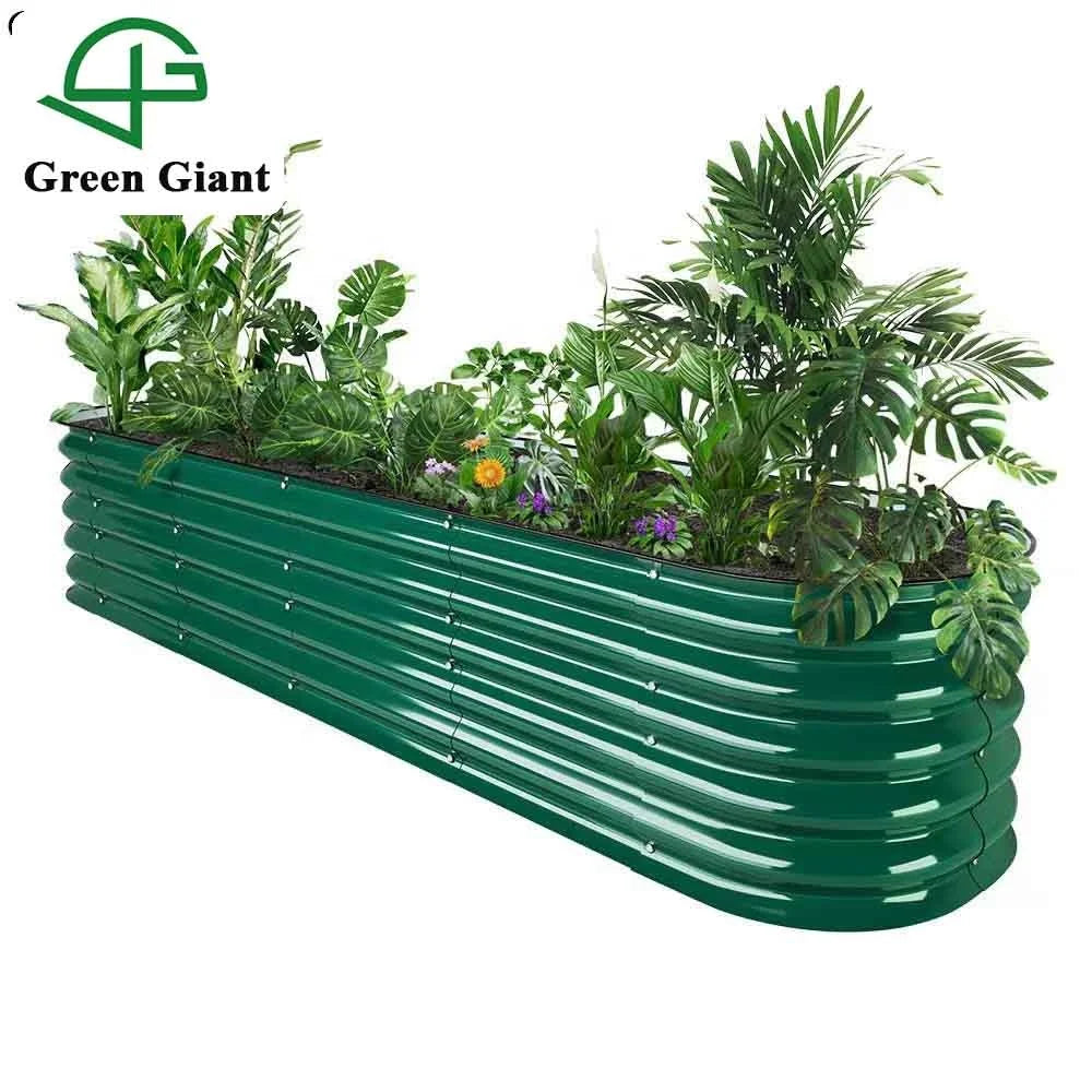 Large Raised Garden Bed Galvanized Metal Planter Box Elevated Garden Bed Kit for Vegetable Flower Herb