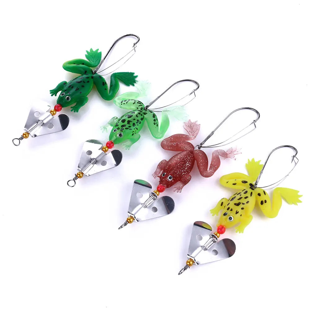 Hengjia Spinner 6.2G Fishing Lures Soft Frog Wobblers Metal Spoon Spinner Bait