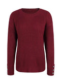 S-5XL Women O-neck Pullover Knitted Tops Button Boho Plus Size Casual Long Sleeve Pull Female Solid Sweaters Pullovers Knitwear