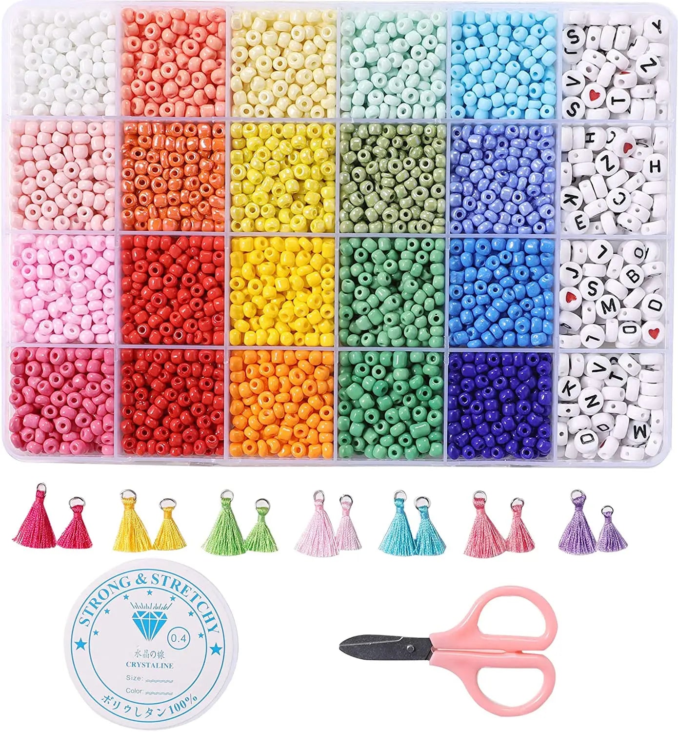 4 mm DIY Bracelet Making Kit Crystal Jewelry Seed Beads Kids Adults Girls Alphabet Letter Beads Loose Beads Jewelry Making Kit