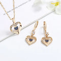 Free Shipping Luxury Heart Shaped 18K Gold Plated Clover Wedding Display Heart Crystal Fine Jewelry Jewelry Sets for Women