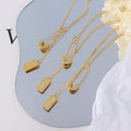 2022 Ins Fashion Real 18K Gold Paperclip Chain Necklace for Women With Lucky Square Charm Pendant Safety Pin Necklace