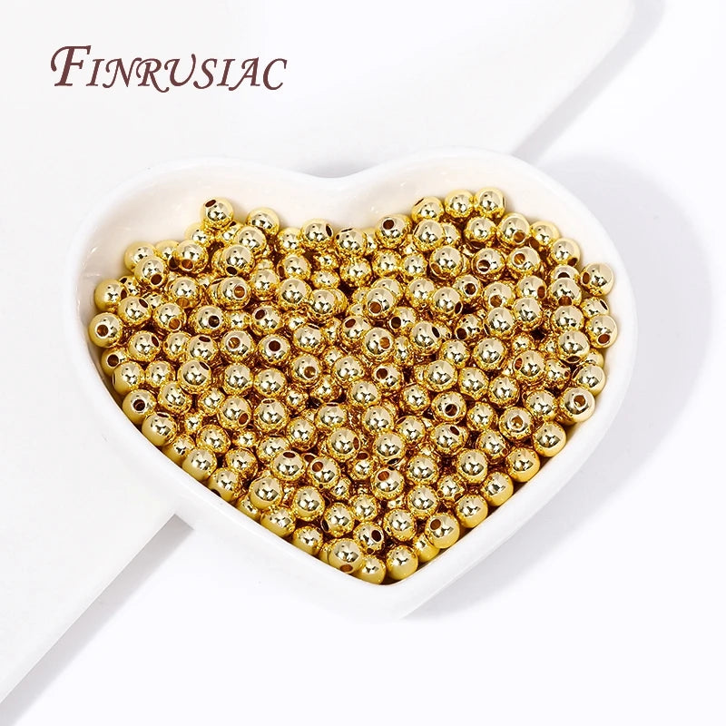 18K Gold Plated 2-8MM Metal Smooth Seamless Bead Separators DIY Jewelry Making Supplies-Spacers for Crafting
