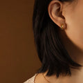 Minimalist C-shaped Opening CC Hoop Huggie Earrings 18K Gold Plated Stainless Steel Jewelry for Girls Non Tarnish