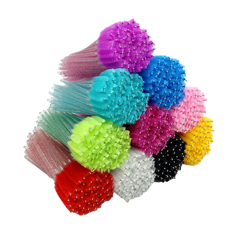 Diamond Edge Disposable Mascara Wands Nylon Spoolie Eyebrow Gold Lash Makeup Custom Brush for Eyelash