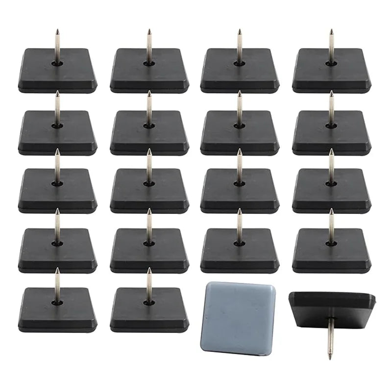 Furniture Sliders Blue Furniture Glides with Nail 25*25mm Nail on Furniture Chair Glider Pads for Easy Moving on Carpet Tile