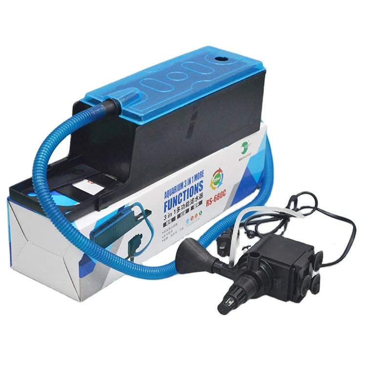 JR RS RISHENG Aquarium Fish Top Filter Submersible Pumps Oxygen Triple Filtration Fight RS-680C