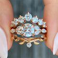 Huitan Vintage Style Round Dazzling Imitated Diamond 2Pcs Sets Couple Ring for Engagement Gold Plated CZ Rings Jewelry for Women