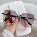 Les Lunettes De Soleil Famme Diamond Sun Glasses Female Shades Gradient Anti UV Rhinestone Sunglasses