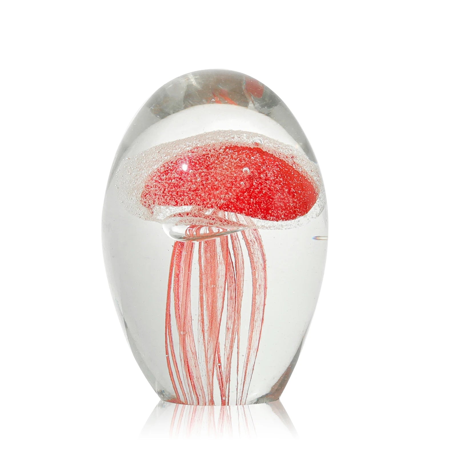 Handmade Paperweight Blown Glass Crystal Jellyfish Art Statue for Desk & Fish Tank Ornament Home Decor