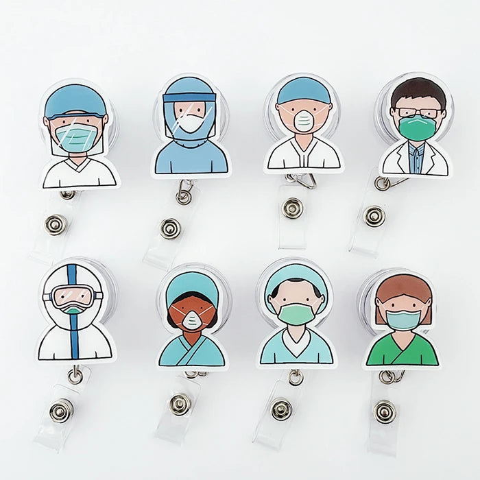 Medical Hospital Doctor Id Holder Nurse Badge Reel Holder Retractable Acrylic