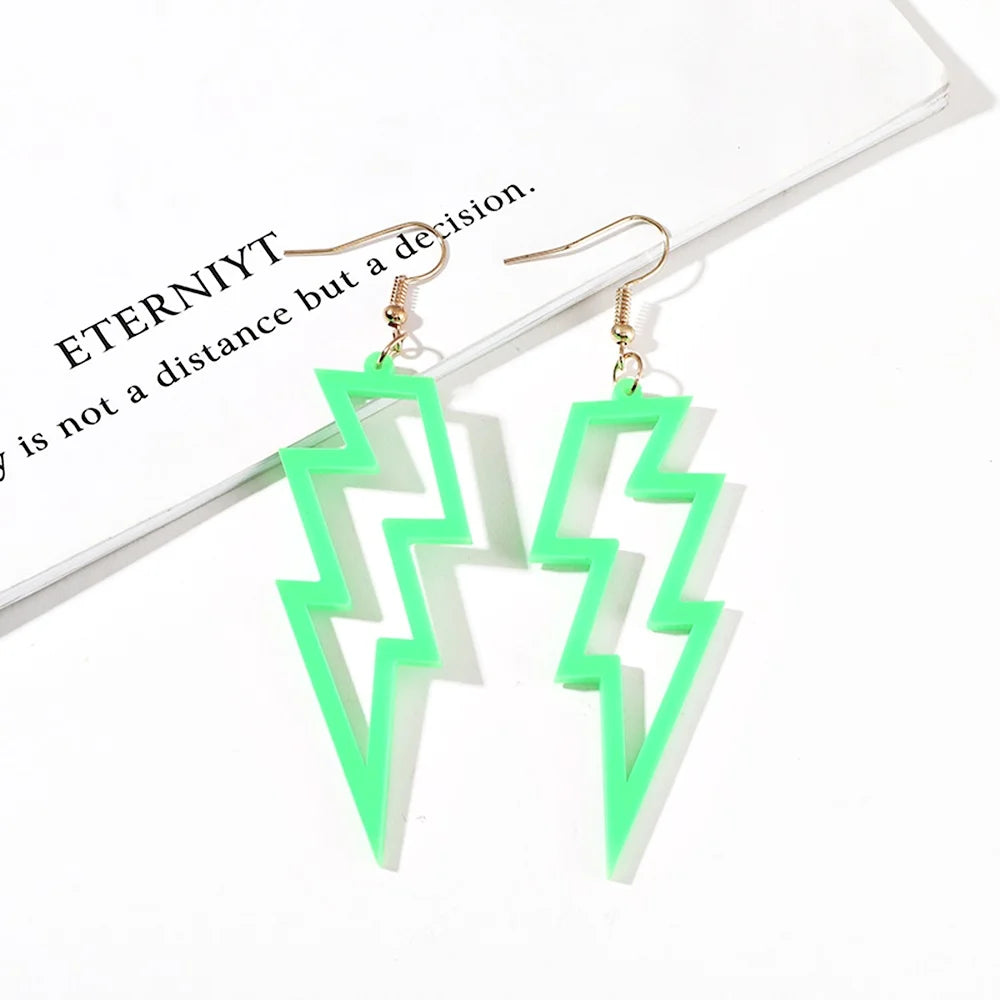 Fashion Acrylic Resin Plastic Thunder-and-lightn Bolt Dangle Drop Earring Women Earrings Jewelry