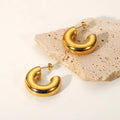 Fashion Hypoallergenic Earrings Jewelry 18k Gold Plated Cc Shape Earring Stainless Steel Jewelry Gold Hoops Chunky Earrings
