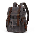 Fashion Vintage Rucksack Waterproof Waxy Canvas Backpack Durable Portable Drawstring Leather Strap Polyester for Outdoor