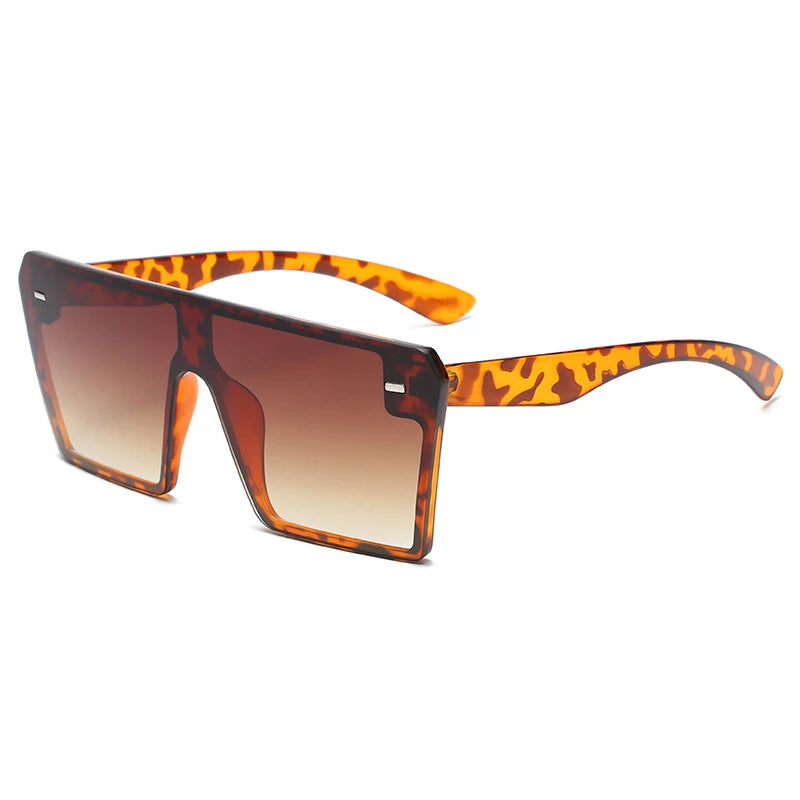 Fashion Oversize Summer Frame Rimless Women Rectangle Sunglasses Gradient Color One-piece UV400 Protection Travel Sunglasses