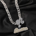 Girl Hook Personalized Name Letters Text Icy Hip Hop Custom Pendant Necklace Women Bi-color Silver Gold Plated Name Necklace