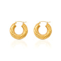Chris April 316L Stainless Steel PVD Plated Gold Rope Twisting Big Hoops Earring