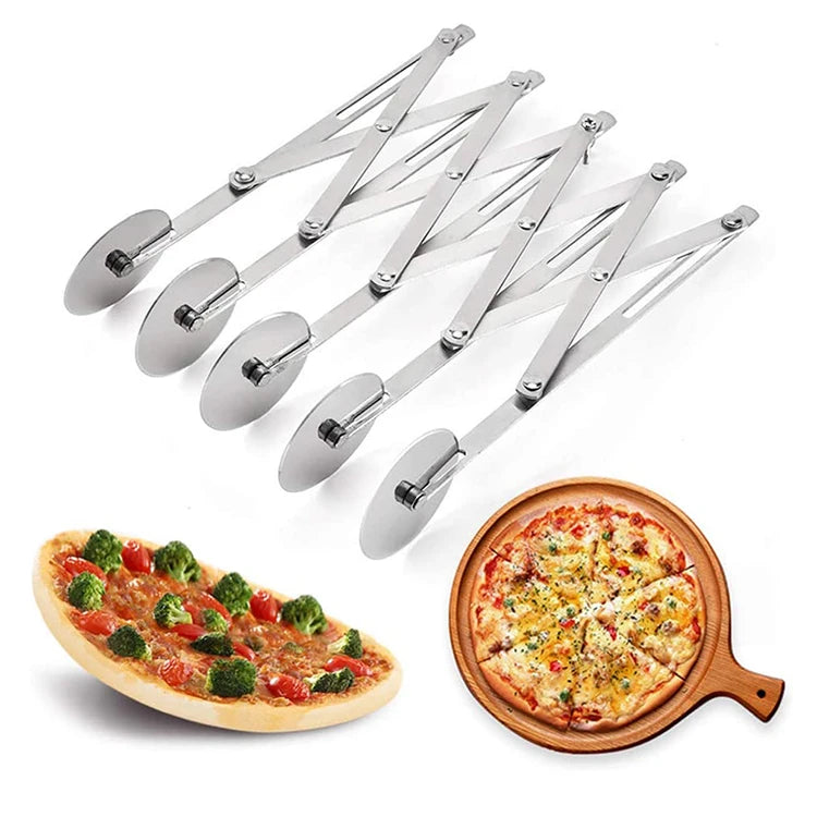 5 Wheel Stainless Steel Fly Wheel Adjustable Pastry Pasta Cutter Bread Dough Divider Pizza Slicer