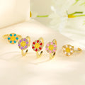 Heng Dian Sunlit Petal 18K Gold Plated Jewelry Wholesale Sunflower Zircon Rings Fashionable