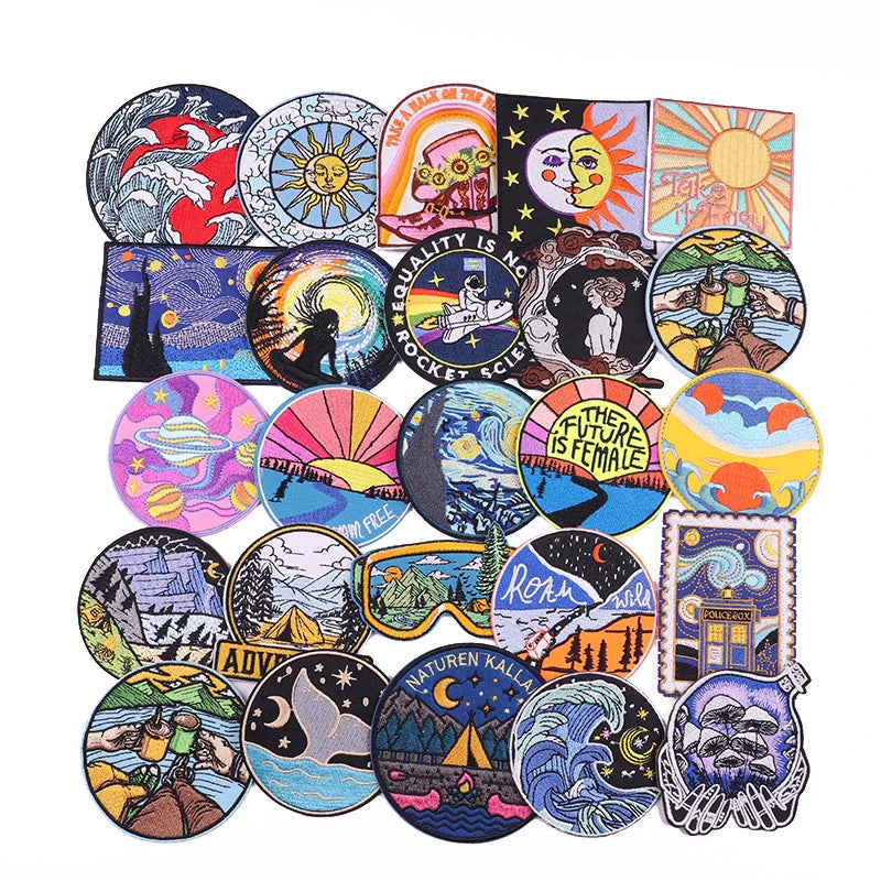 Outdoor Scenery Patch DIY Iron on Patches for Clothing Applique Badge Custom Patch
