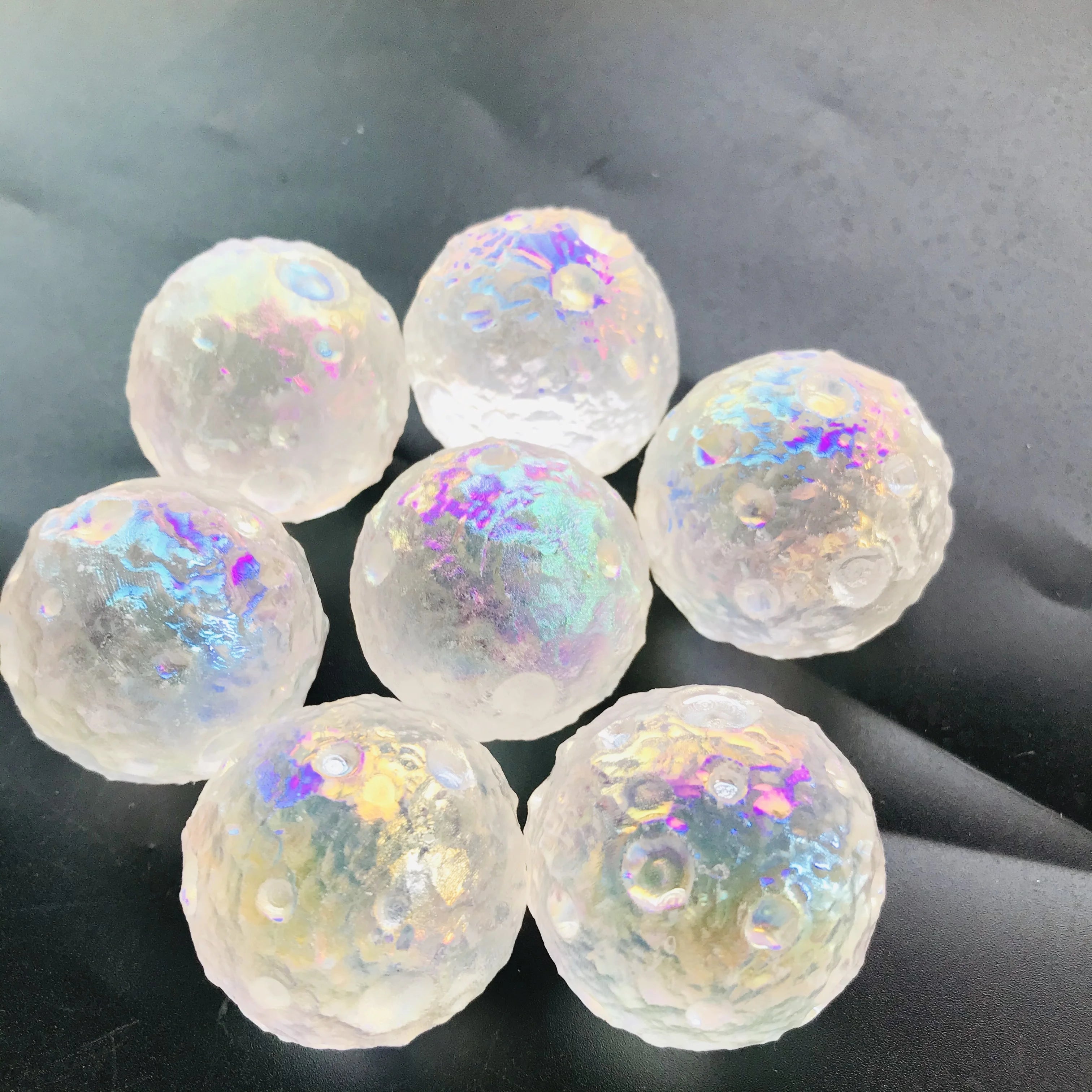 Wholesale Natural Healing Crystal Crafts Carving Aura clear Quartz Moon Crystal Sphere for Decoration