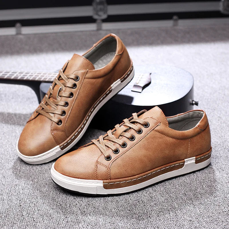 Fashion Trendy PU Leather Sports Casual Shoes Plus Size 48 All Match Men Sneaker