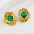 Hurricane Shape Surround Stud Earrings Medieval Times Vintage Earrings Turquoise Stainless Steel for Women