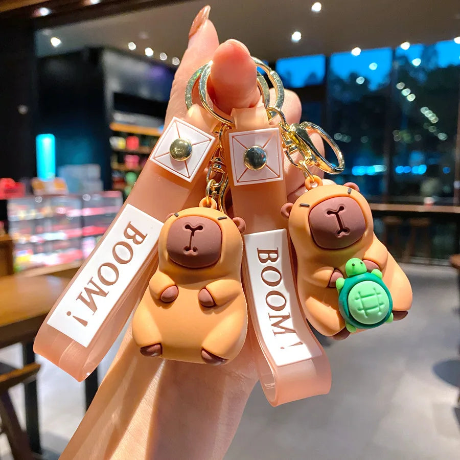 Wholesale Animal Capybara Key Chain Cute Pvc Doll Capybara Rubber Key Chains Charm Small Gift Creative Cartoon Capybara Keychain