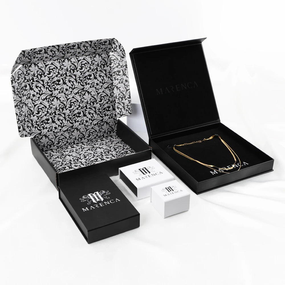 Black and White Magnetic Fanxi Cardboard Paper Necklace Jewelry Packaging Boxes Luxury with Custom logo