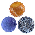 Wholesale different materials green aventurine crystal purple fluorite carved moon cake shaped healing crystal stone
