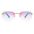 New Arrival Small Gold Frame Sunglasses Women Trendy Rimless Square Gradient Sunglasses
