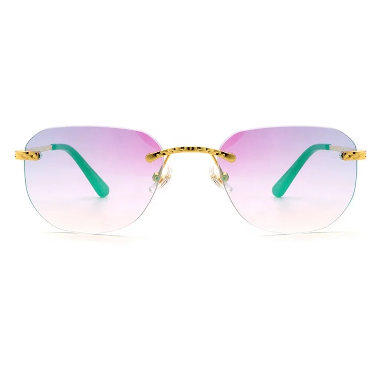 New Arrival Small Gold Frame Sunglasses Women Trendy Rimless Square Gradient Sunglasses