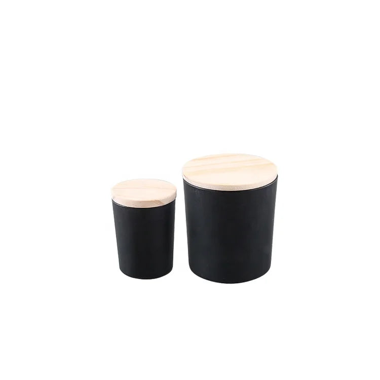 Wholesale Matte Black Candle Jars Glass Frosted Glass Candle Jar with Lid