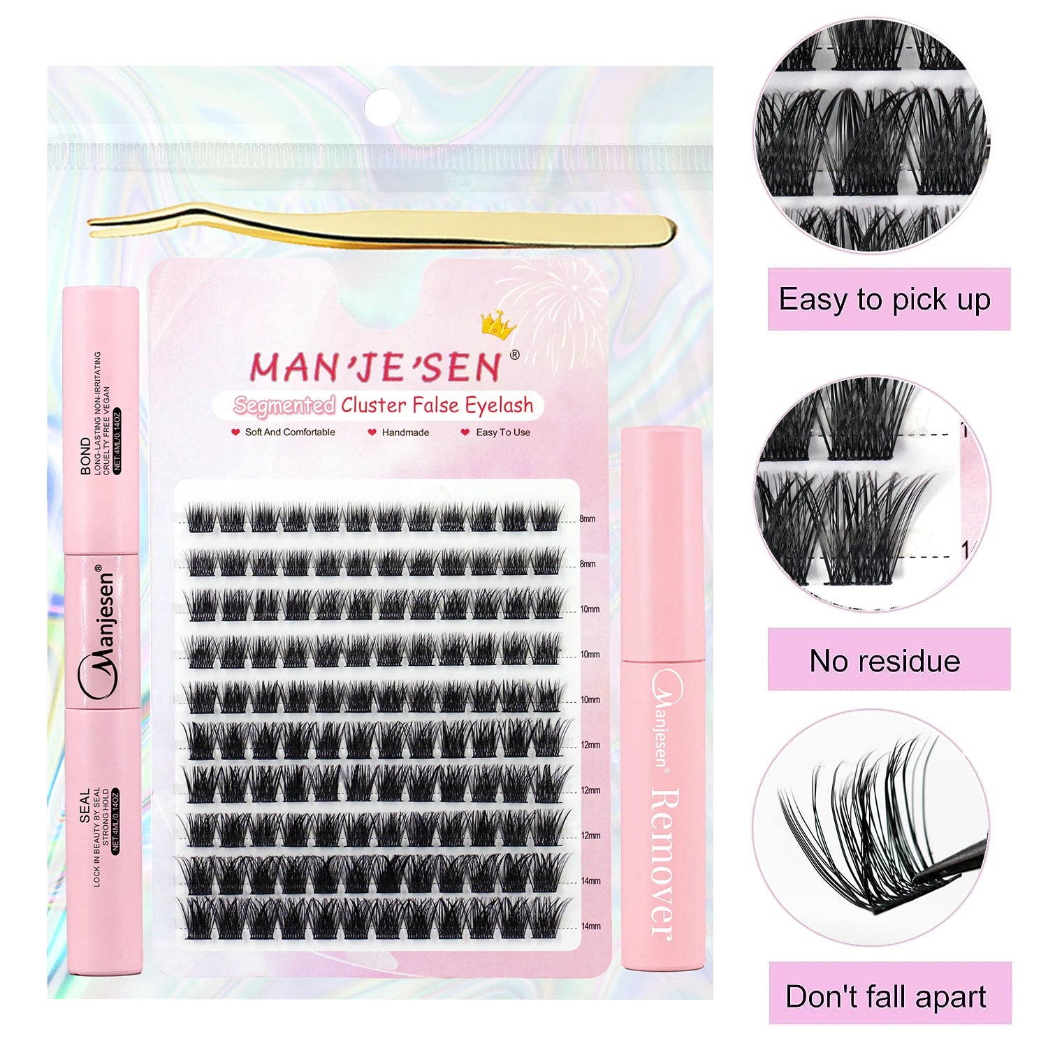 Wholesale DIY Cluster Lashes Set Superfine Band Precut Segmented Eyelash Extension with CC Curl