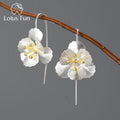 Lotus Fun Custom Wholesale Hand Made 925 Sterling Silver 18k Gold Plate Fashion Large Drop Flower Earring Fine Jewelry for Women