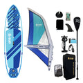 E SUP 11' Inflatable Double Layer EVA Kite Surf SUP Board with Premium Wing Sail-Blue Dropstitch PVC for Adults