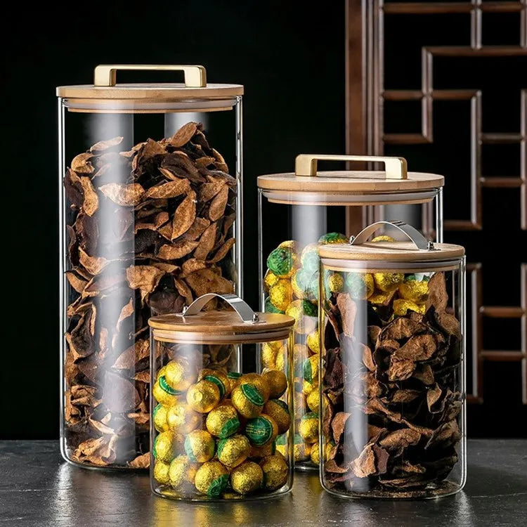 Large Capacity 20L sealed Jar Transparent Tea Jar Household Bamboo and Wood Lid sealed TANK High Borosilicate Glass Storage Jar