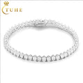 Wholesale Fashion Hip Hop Jewelry Femme 4mm White Gold Plated Brass 3 Prong Setting AAAAA CZ Diamond Tennis Bracelet