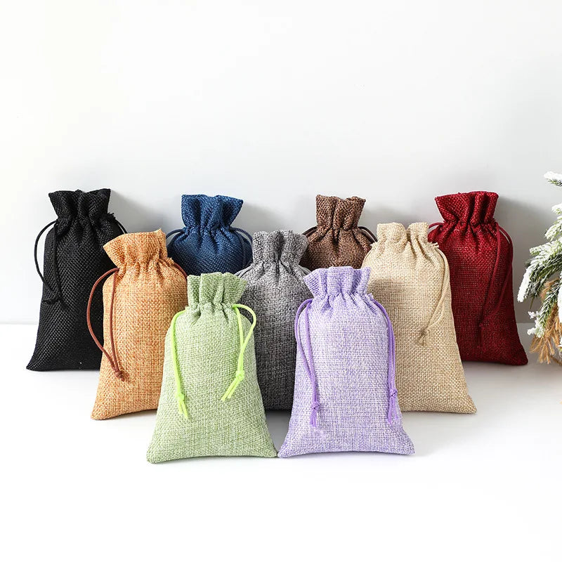 Factory Wholesale Linen Jewelry Drawstring Bags Wedding Gift Packaging Bags
