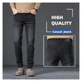 Autumn New Men's Casual Regular Fit Jeans Lightweight Business Gray Black Denim Pants With Elastic Straight Legs