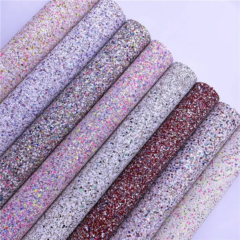 BY6370 Factory Wholesale Chunky Glitter Leather Fabric for Various Crafts for Hair Bows Shoes Notebook Wallets Sofa Cover