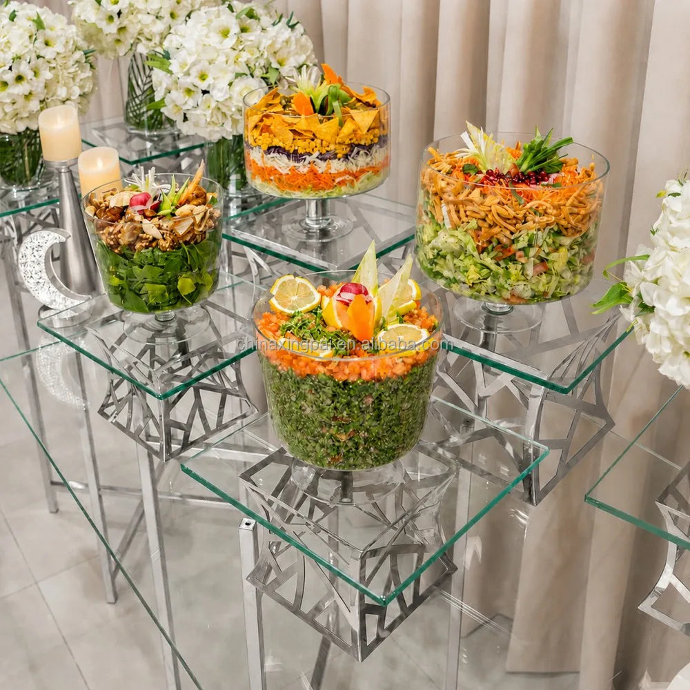 XINGPAI Catering Equipment Wedding Elegant Stainless Steel Food Risers Dessert Cake Display Stand for Buffet