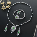 Luxury Middle East Dubai Jewelry Sets Radiant Cut Green Zirconia Fine Jewelry Sets Women Necklace Wedding Jewelry Set