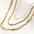 Zhongzhe Layered Pearl Necklace 18k Gold Stainless Steel Stack Pearl Minimalist Thin Chain Necklaces Trendy for Wedding Party
