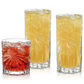 Clear Oasis Whiskey Glasses Bar Rocks Tumbler Embossed Long Drink Highball Glass Cup