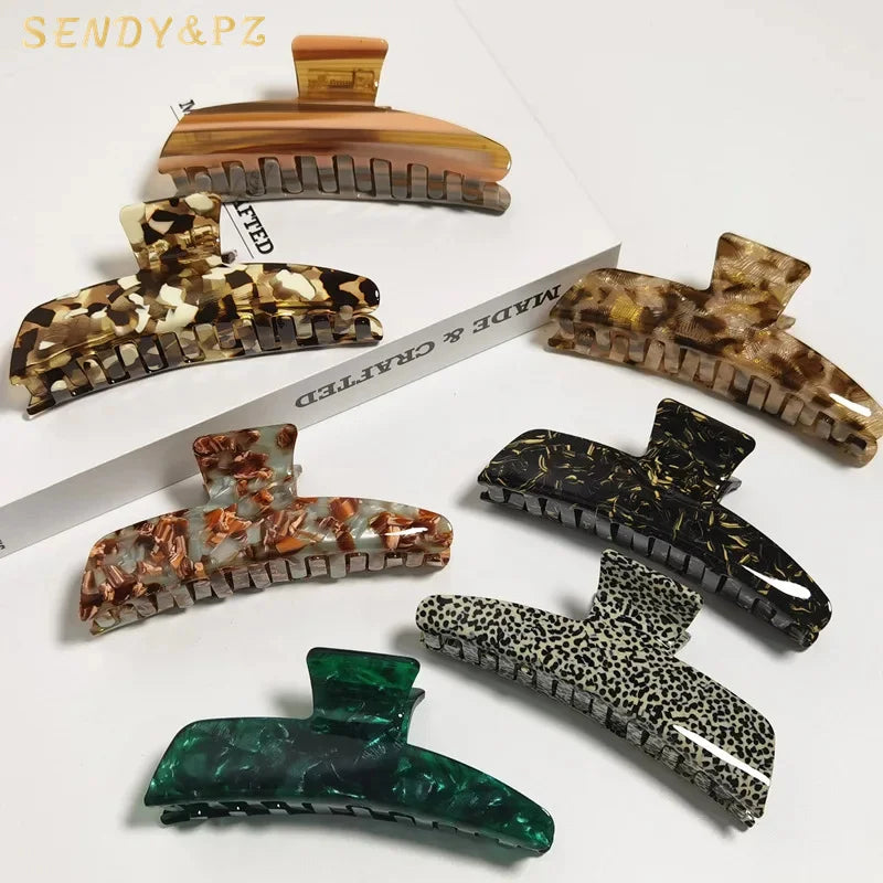 French New Trend 11cm Large Acetate Hair Clips for Women Claw Clips Acetic Acid Shark Clips Hair Girls Hair Accessories