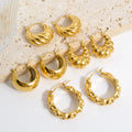 Luxury Wholesale Bulk Custom Hypoallergenic Jewelry Waterproof 18K Gold Plated 316L Stainless Steel Hoop Earrings for Women