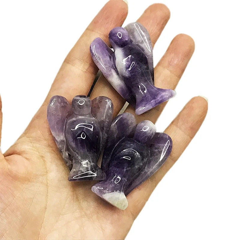 Amethyst Angel Carved Angel Crystal Decor Healing Stone Angel Crystal Statue for Easter Valentine's Day Mother's Day