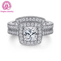 925 Silver CZ Jewelry 6 X 6 mm Cushion Cut Ring Set 1 Carat Diamond Ring Women for Christmas