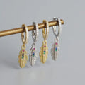Bohemian Chic Small Huggie Hoop Earrings Feather Charm Gold Sterling Silver Women's Fashion Accessories Cute Boutique Items Gift